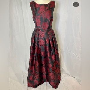 Black dress with red flowers